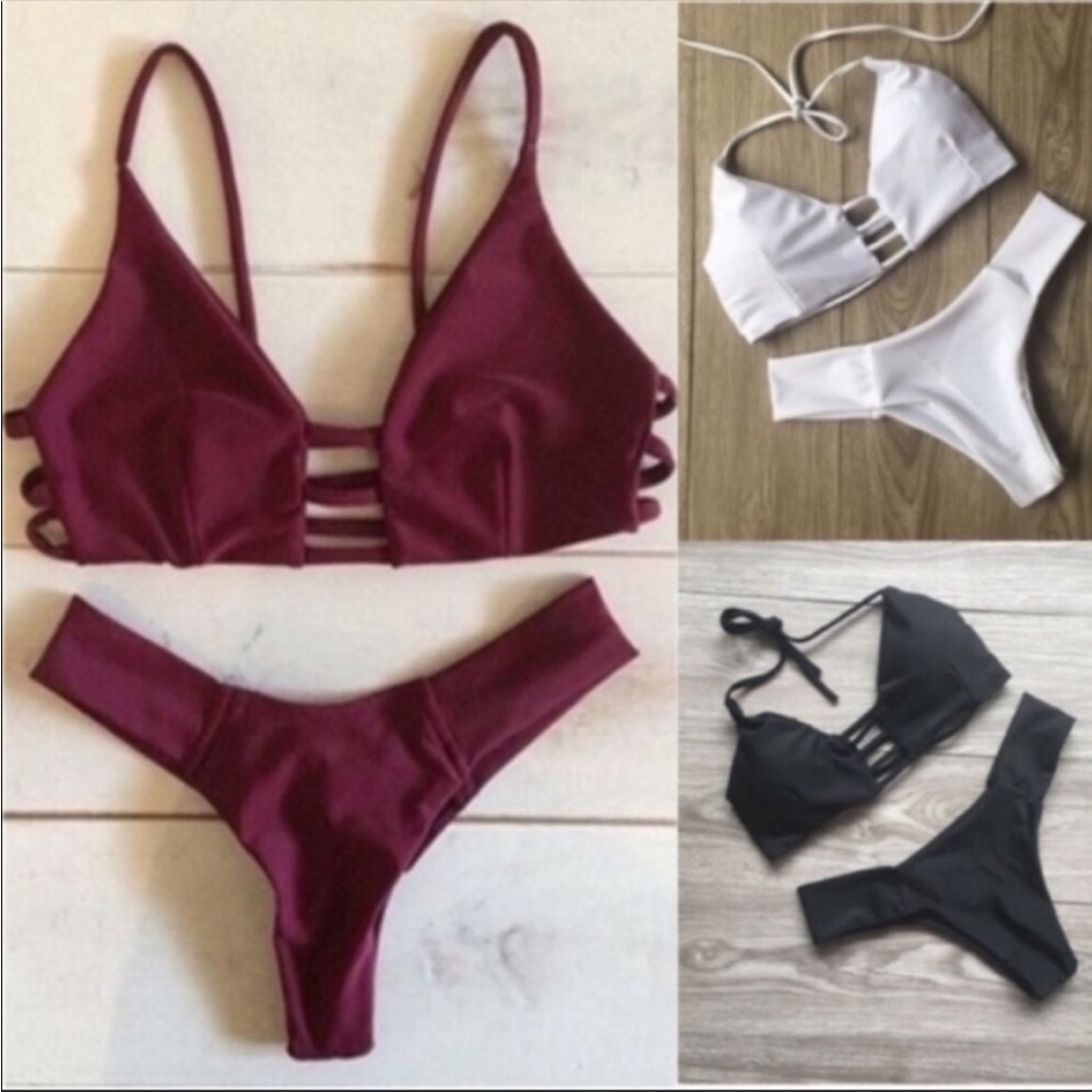 🍷New Boutique Small Cranberry Strappy Bikini